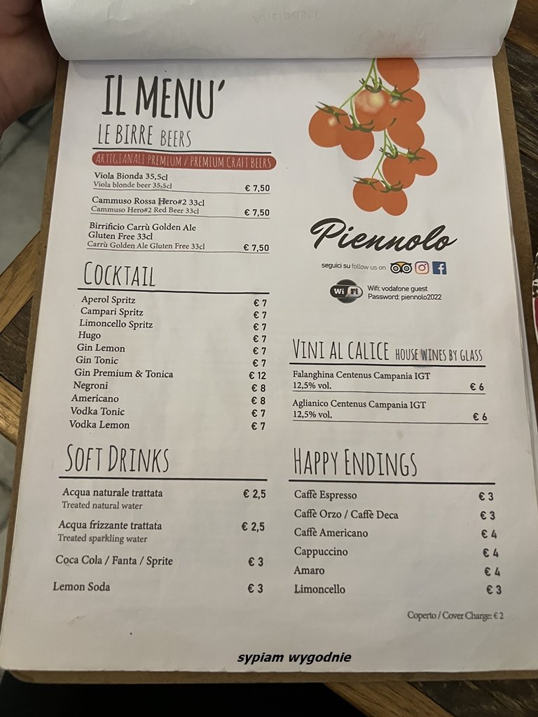 Piennolo Land Food - menu